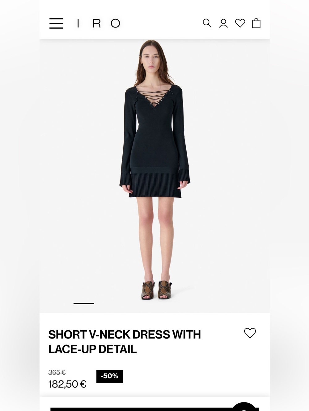 547$ IRO black lace up Vneck dress